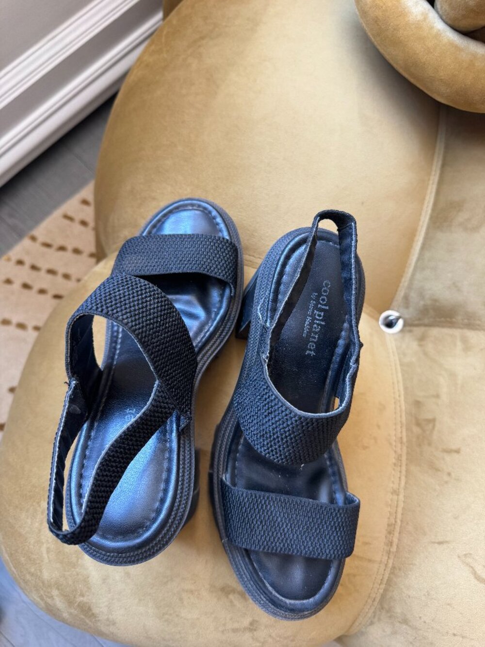 CoolPlanet by Steve madden Black straps Sandals Block Heel